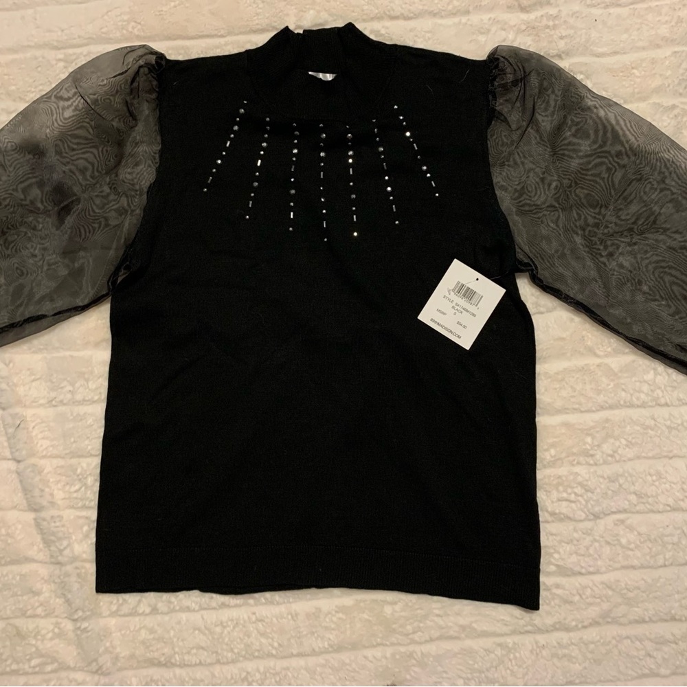 Black sheer sleeve blouse